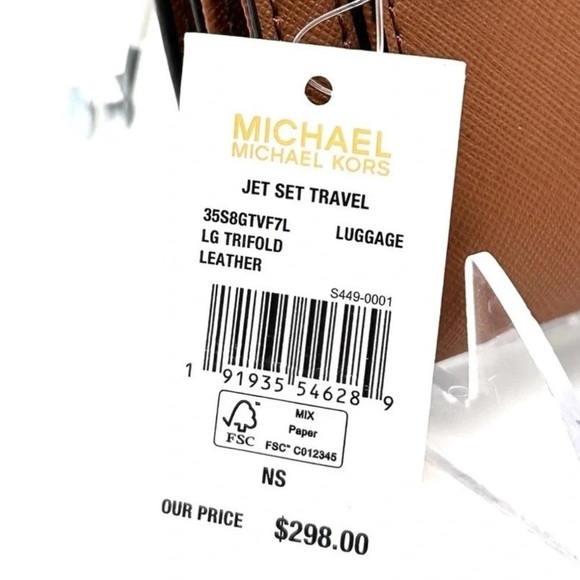Michael Kors Large trifold Wallet Luggage Brown - Picture 8 of 8